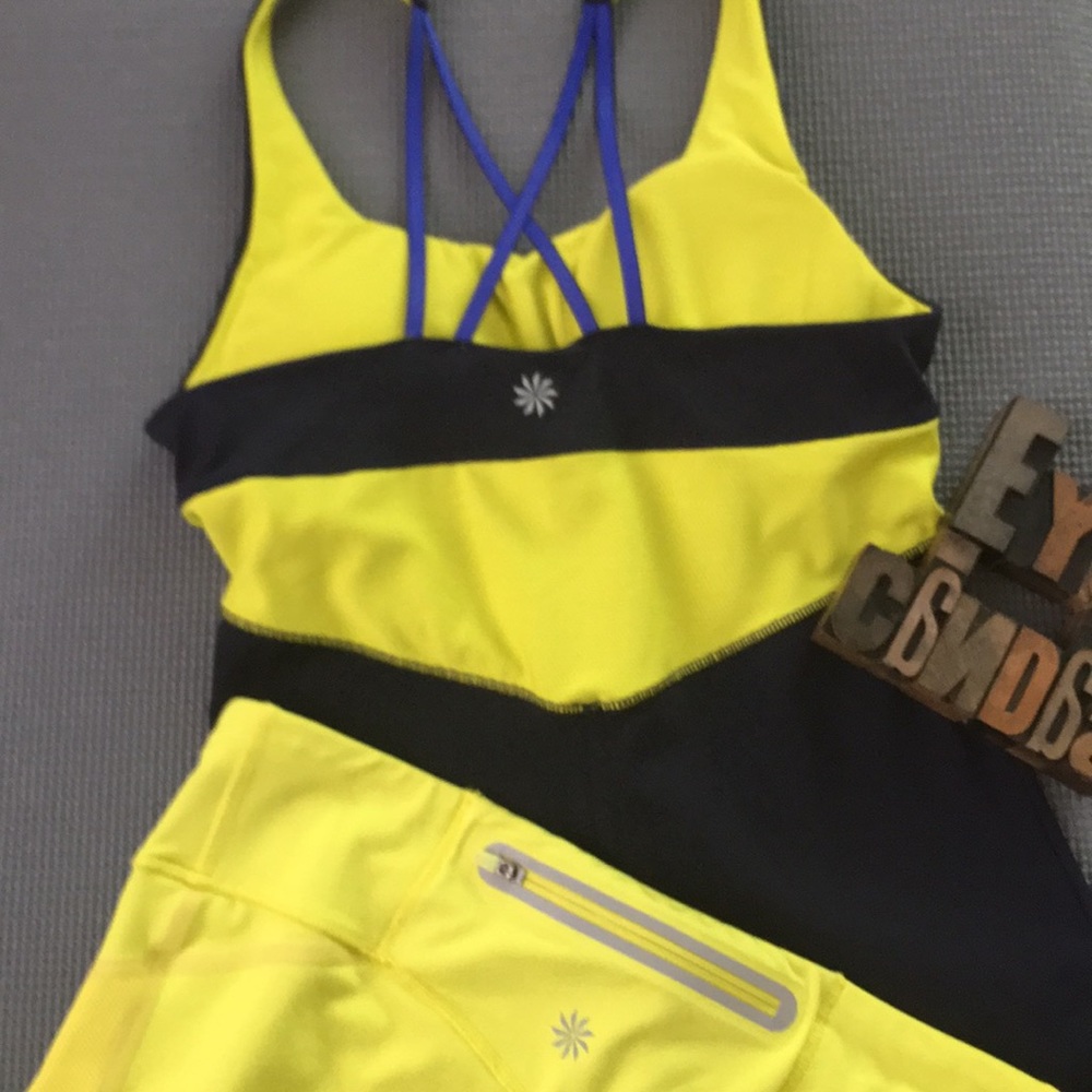 ATHLETA Workout Tank in Black/Chartreuse/Blue - Picture 2 of 8